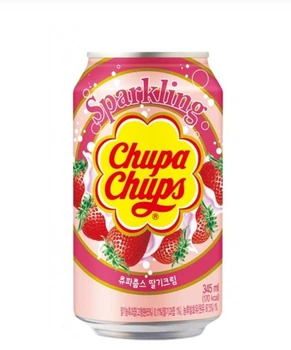 Напій газований Chupa Chups Strawberry & Cream ніжна полуниця зі вершками у форматі напою 345 мл (ж/б)