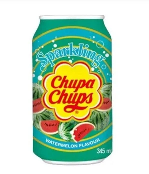 Напій газований Chupa Chups Watermelon соковитий смак стиглого кавуна 345 мл (ж/б)