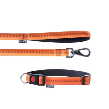 Набор "Soft Style", XL, поводок+ошейник, поводок (ширина: 2,5 см, длина: 120 см, нейлон, оранжевый), ошейник (ширина - 2,5 см, длина - 40-64 см, оранжевый)
