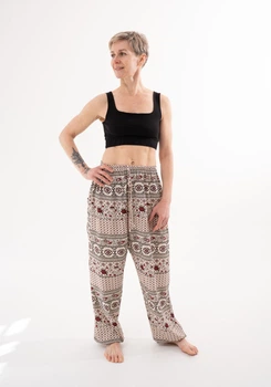 Свободные штаны-шаровары Ethno-Rose Ecru RAO WEAR унисекc OneSize рост 165-175 см бежевый