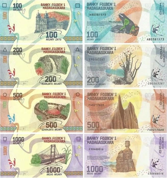 Набір банкнот Мадагаскар 4 банкноти 100, 200, 500, 1000 Аріарі 2017 рік UNC