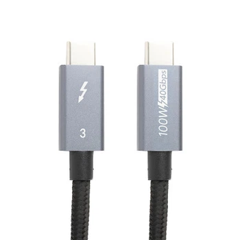 Дата кабель USB-C to USB-C 1.0m Thunderbolt 3 40Gbps, 100W, 20V/ 5A, 4K/ PowerPlant