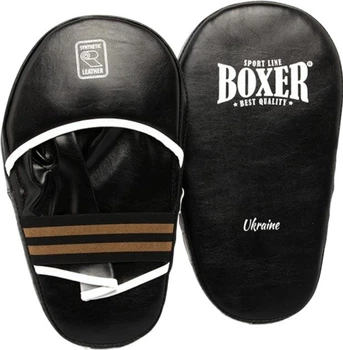Лапы боксерские прямые кожвинил Boxer Sport Line Черные