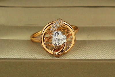 Кольцо Xuping Jewelry открытое сердце р 21 золотистое