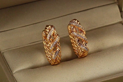 Серьги Xuping Jewelry Эволюция 2 см золотистые