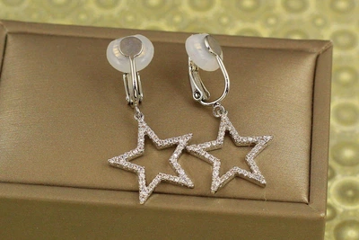 Серьги клипсы Xuping Jewelry Большая звезда 3,5 см серебристые