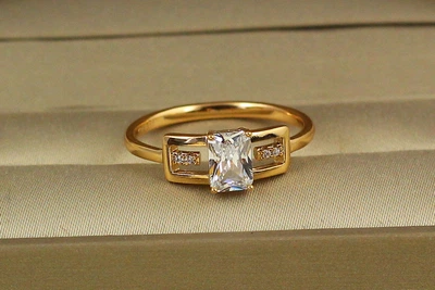 Кольцо Xuping Jewelry Отражение р 20 золотистое