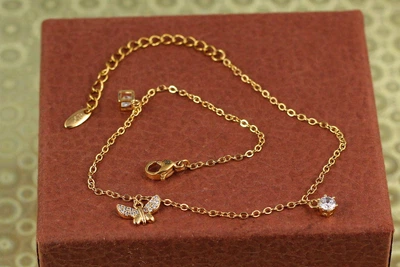 Браслет Xuping Jewelry на ногу метелик кубік камінчик 23 см золотистий