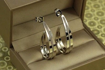 Серьги кольца Xuping Jewelry Пробор 3,5 см серебристые