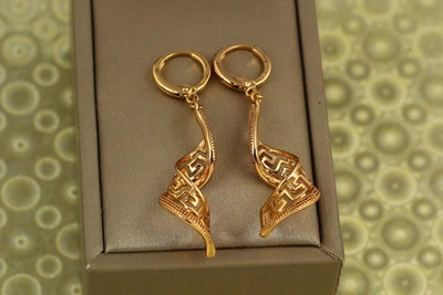 Серьги подвески Xuping Jewelry завитки 4,5 см золотистые