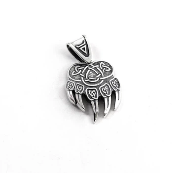 Подвеска оберег лапа Велеса медведь Maxi Silver 9572 2.8х2.6 см Серебристый
