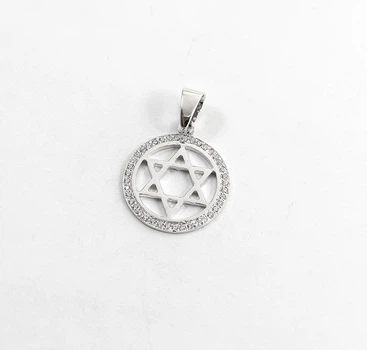Подвеска оберег звезда Давида с фианитами Maxi Silver 9575 2.3 см Серебристый