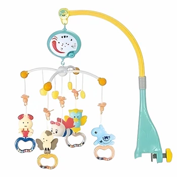 Музыкальная карусель HL 2020-45 "Животные" с погремушками и прорезывателем, разноцветная