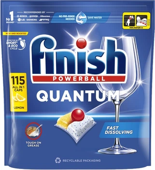 Засіб для миття посуду в посудомийних машинах FINISH Quantum All in 1 Лимон 115 шт (5908252018468)