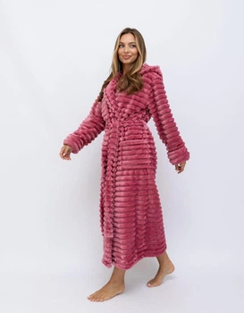 Махровий халат з капюшоном L-XL Рожевий (П4К-am-f-halat-004)