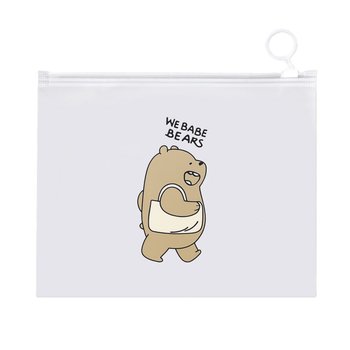 Папка прозрачная, пенал, косметичка, с бегунком А5 Grizz «We Bare Bears» (Гризз «Мы обычные медведи»)