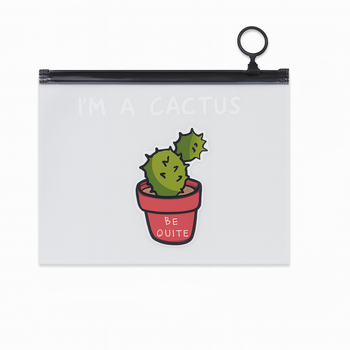 Папка прозрачная, пенал, косметичка, с бегунком А5 «I'm a cactus one»
