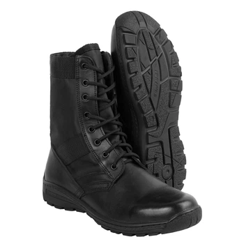 Берці літні ПУ зі вставками ХБ - Black, Black, 43