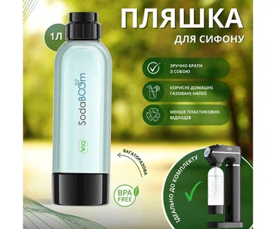 ViO SodaBoom, Багаторазова пляшка для газування води в сифоні SD-7006 grey, пластикова