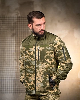 Тактична флісова кофта Save Піксель, чоловіча військова фліска з липучками та кишенями на блискавці M