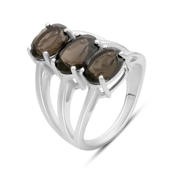 Серебряное кольцо с натуральным раухтопазом (дымчатым кварцем) 5.433ct, вес изделия 7,62 гр (2177821)
