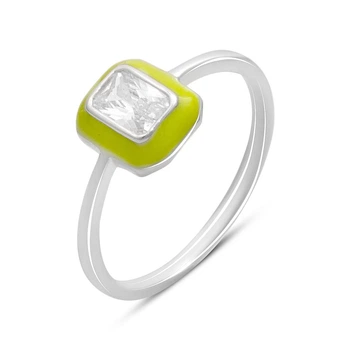 Серебряное кольцо с фианитами, емаллю, вес изделия 1,73 гр (60002239)