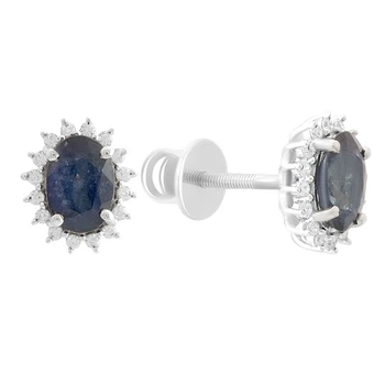 Серебряные серьги с натуральным сапфиром 2.342ct, фианитами (2181019)