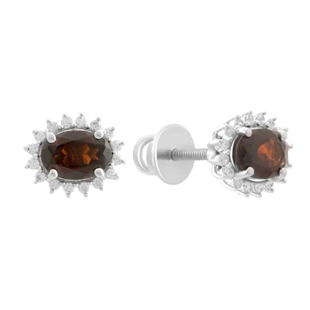 Срібні сережки з натуральним гранатом 2.15ct (2191469)