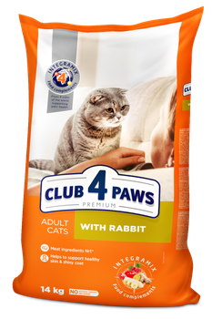 Сухой корм кошек Клуб 4 лапы с кроликом CLUB 4 PAWS Premium With rabbit 14 кг.