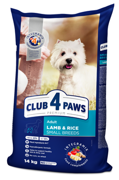 Сухий корм для дорослих собак малих пород CLUB 4 PAWS Клуб 4 лапи Premium Lamb and rice з ягнятком та рисом 14 кг.
