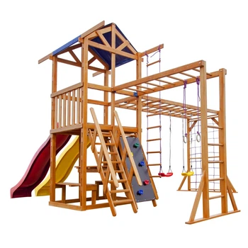 Дитячий дерев’яний ігровий комплекс SportBaby Babyland-12 з гіркою, гойдалками, рукоходом та скеледромом (SB-2373)