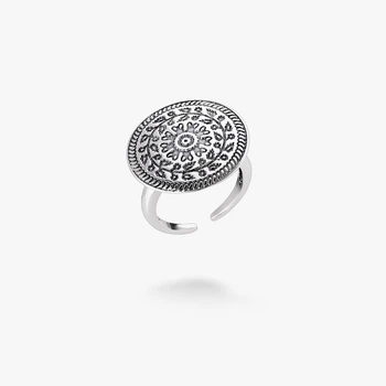 Серебряное этническое кольцо с цветочным орнаментом Пейстра mini 925 19-20 размер