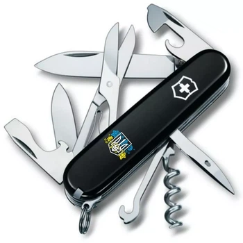 Складаний ніж Victorinox Climber багатофункціональний для альпіністів і туристів із гербом України та квітковим