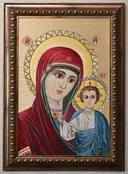Вишивка художньою гладдю. Ікона Діва Марія - 2008 р
