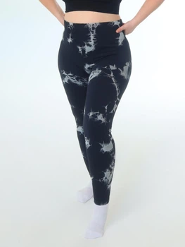 Лосини мармурові з пуш ап ефектом повсякденні plus size для тренувань marble push up 3XL Чорний (17014956)