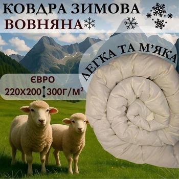 Одеяло Зимнее Шерстяное Евро 220х200 Viluta Comfort чехол из микрофибры стеганое шерстяное Евроспальное 300г/м2 наполнителя