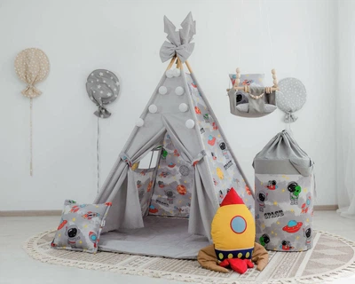 Вигвам Космос с ковриком + корзина для игрушек + подвесная качеля. Полный комплект XR Master