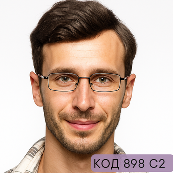 Чоловічі металеві окуляри для зору – чорна оправа на флексах. Код 898 C2 Чорний +2.75
