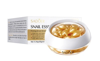 Сироватка Sadoer Snail Essence з муцином равлика проти зморшок для обличчя та шкіри навколо очей 0.34 г х 30 капсул (6976623809198)