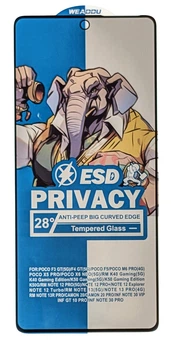Защитное стекло Elephant Privacy для Poco M6 Pro 4G анти-шпион black