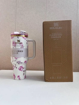 Термокружка Stanley Love Shack Fancy 40 oz (1180 мл) білий з рожевими квітами