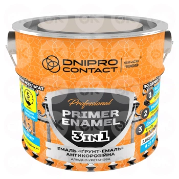Грунт-емаль 3 в 1 Дніпро-Контакт світло-сіра 2,8 кг