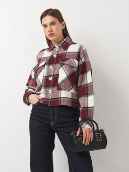 Сорочка бавовняна утеплена оверсайз жіноча Forstime 187122 L/XL Бордова (2200004951515)