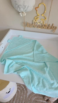 Полотенце детское с уголком и ушками Chickabiddy 75*75 см мятное, двусторонняя махра