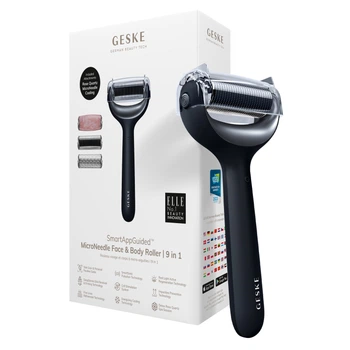Ролер для голкової мезотерапії обличчя та тіла GESKE MicroNeedle Face&Body Roller 9в1 black, One Size