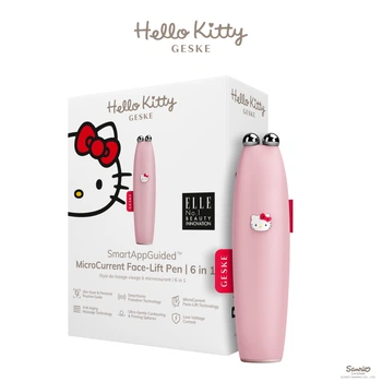 Мікрострумова ручка для підтяжки шкіри обличчя GESKE MicroCurrent Face-Lift Pen 6в1 by Hello Kitty pink, One Size