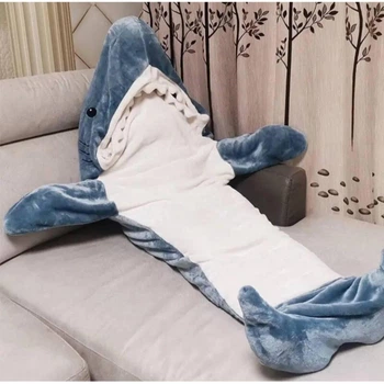 Пижама кигуруми акула Shark Blanket 2XL - 165-175 см Плед акула серо-синяя для взрослых