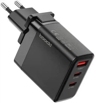 Сетевое зарядное устройство Toocki GaN 65W 1USB+2Type-C Black