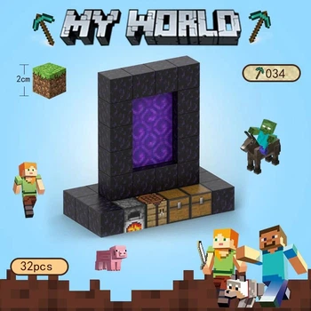 Магнитный конструктор для детей в стиле Minecraft 32 детали Портал Nether portal Minecraft Magnetic Blocks
