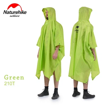 Дощовик пончо плащ-намет накидка від дощу Naturehike матеріал 210T зелений
